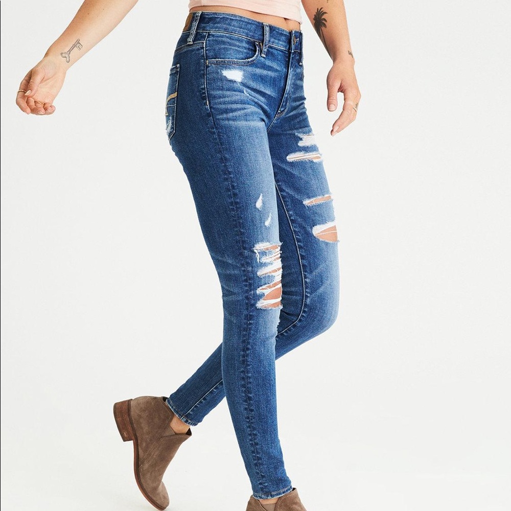 American Eagle Distressed High-Rise Long Jeggings